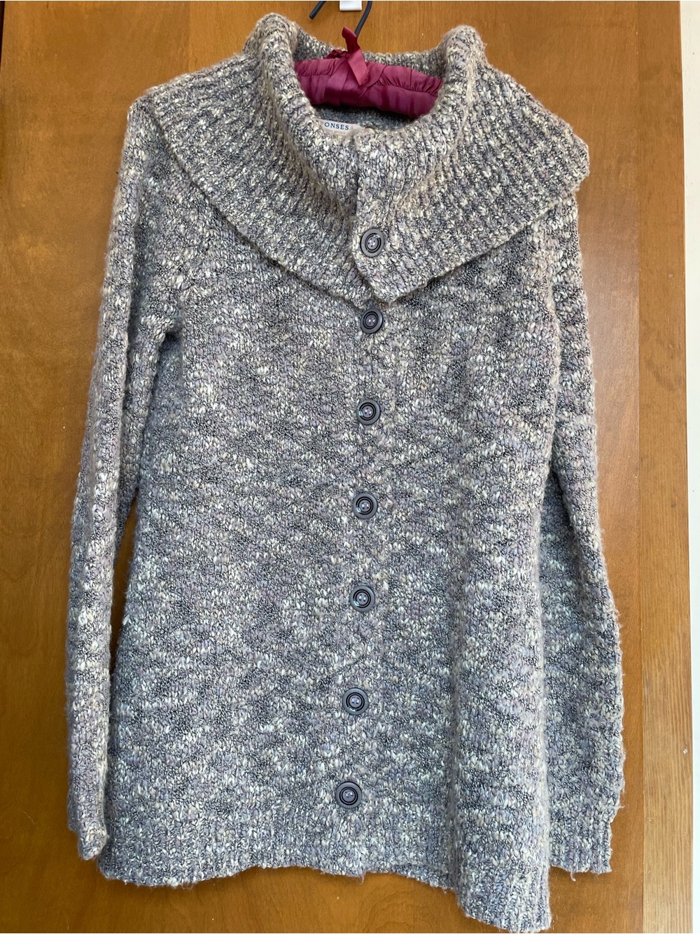 Textured Shawl-Collar Button Cardigan Sweater - Gray